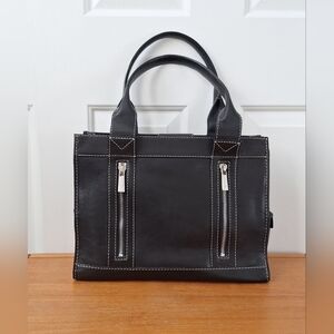 Michael Kors Structured Leather Tote Laptop Bag Work Shoulder Corpcore Black